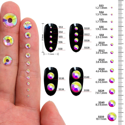 SS3-SS60 Transparent Glass Non-hotfix Rhinestones