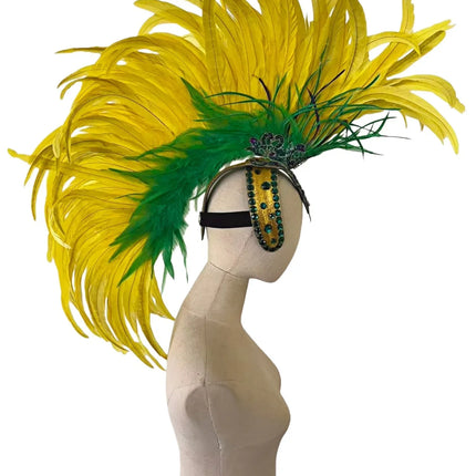 The Stardust Samba Radiance – Elegant Feathered Stage & Carnival Headdress