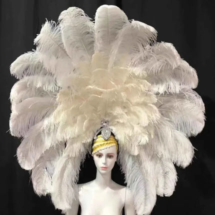 The Stardust Dionysia – Elegant Faux Fur & Rhinestone Samba Carnival Headdress