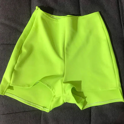 Fluorescent Neon Green High-Waisted Pole Dance & Gogo Hot Shorts Costume