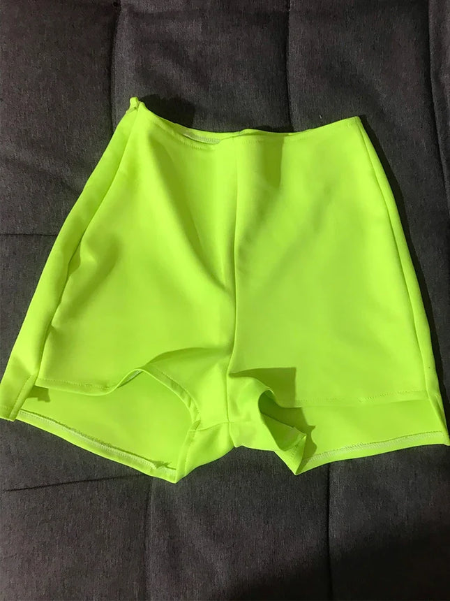 Fluorescent Neon Green High-Waisted Pole Dance & Gogo Hot Shorts Costume