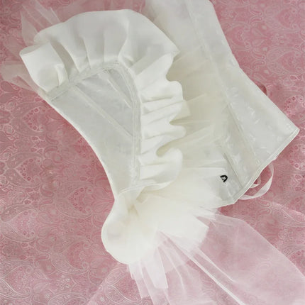 Victorian Ruffle Floral Lace Overbust Corset Bustier Body Shaper Top