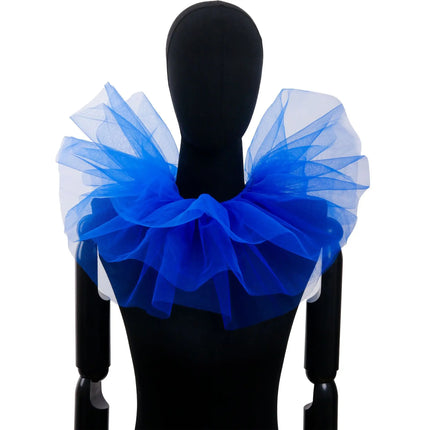 Fluffy Mesh Clown Ruff Collar & Vintage Masquerade Circus Costume Accessory