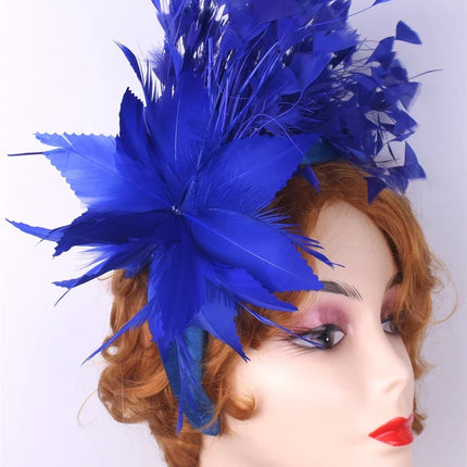 25cm Feather Floral Ribbon Fascinator Headband Kentucky Derby Cocktail Tea Party Hat