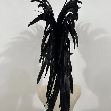 The Stardust Dark Empress – Premium Black Feathered Carnival & Gogo Headdress