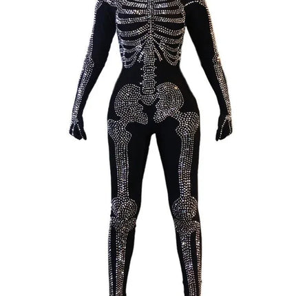 The Stardust Midnight Macabre – Rhinestone Skeleton Performance Bodysuit