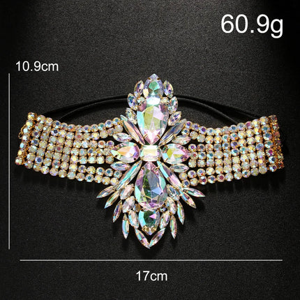 Geometric Rhinestone Thigh Chain – Elastic Crystal Leg Jewelry for Festivals, Raves & Clubwear