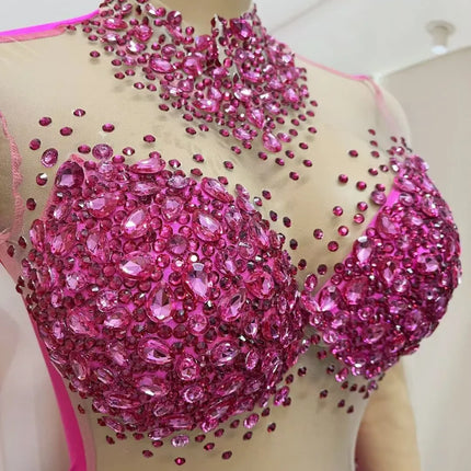 Rhinestone Encrusted Mesh Performance Bodysuit