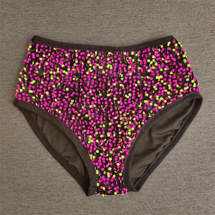 High-Waist Sequined Disco Briefs & Stage Performance Hot Pants
