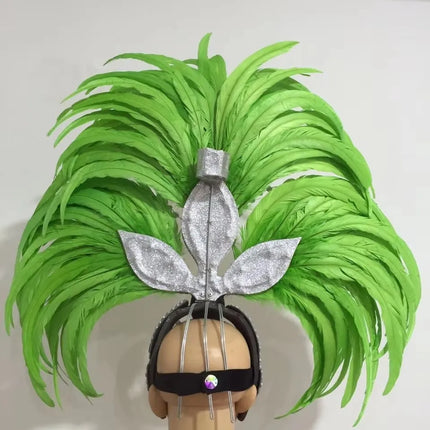 Feather headdress samba costume carnival halloween party bar performance hat makeup dance wings parade