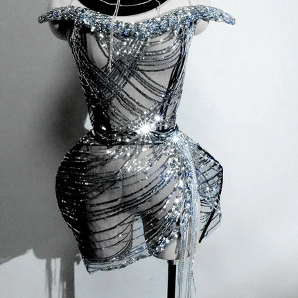 The Stardust Midnight Cabaret Cage Set – Luxury Rhinestone Showgirl Costume