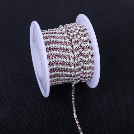 The Stardust Pearl Stream – Premium Silver Base Glass Rhinestone & ABS Pearl Cup Chain Trim