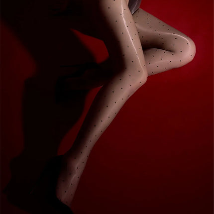 360 Seamless 1D Dot Pattern Sheer Oil Glossy High-Waist Shaping Pantyhose