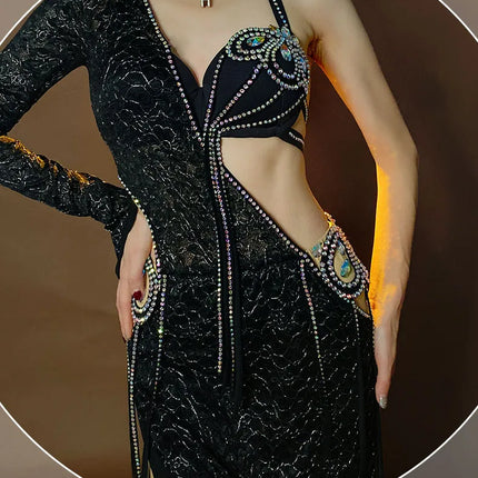 Luxury Custom Baladi & Shaabi Hair Swing Belly Dance Robe & Bra Outfit Set