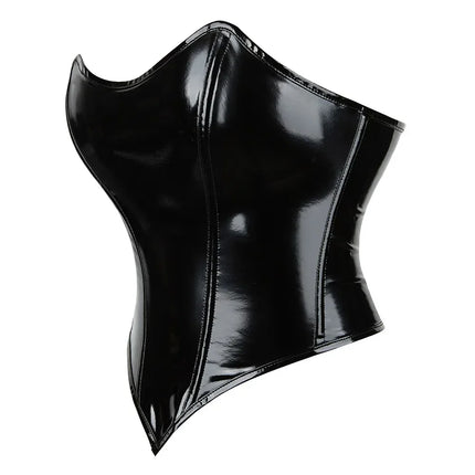 Shiny PVC PU Leather Bustier Corset Crop Top Body Shaper Vest