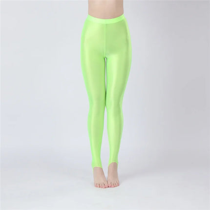 Thin Sheer Oil Glossy High-Stretch Pencil Pants Candy Color Yoga Leggings