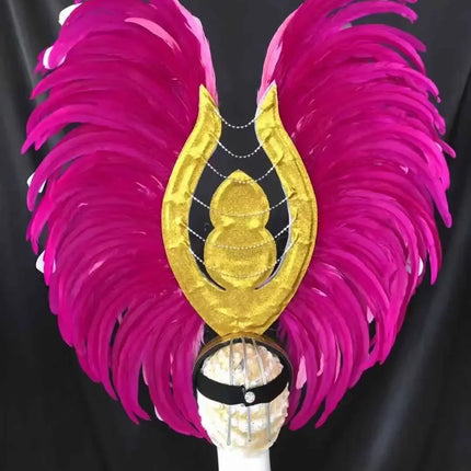 Feather headdress samba costume carnival halloween party bar performance hat makeup dance wings parade