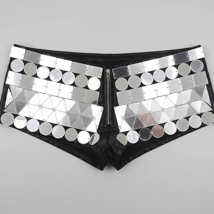 Luxury Reflective Mirror Halter Bra & High-Waisted Shorts Set