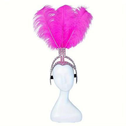 Ostrich Feathered Rhinestone Headpiece