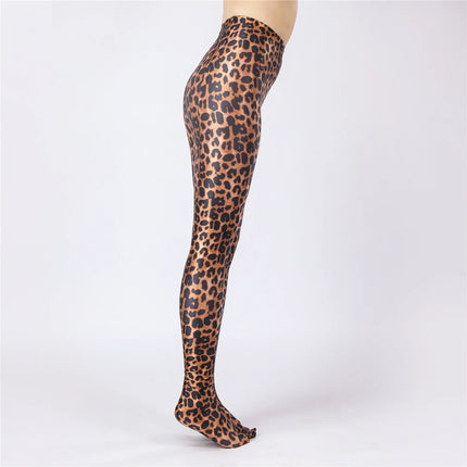 Oil Glossy High-Stretch Satin Pencil Pants & Leopard Print Leggings