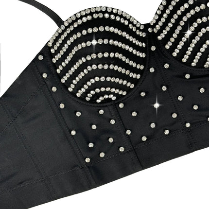 The Stardust Prism Siren – Embroidered Diamond Bustier Corset Crop Top
