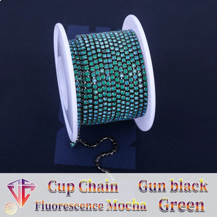 The Stardust Fluorescent Stream – Premium AAAA Glass Fluorescent & Mocha Rhinestone Cup Chain Trim