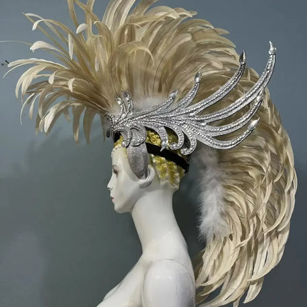 The Stardust Dynasty – Majestic Velvet & Feather Samba Masquerade Crown