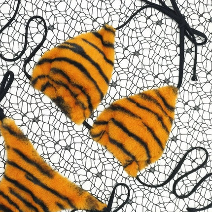 The Stardust Wildcat Knit Bikini – Retro Tiger Print Showgirl Set