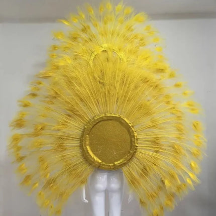 Showgirl Feather Backpiece and Rhinestone Headdress Set