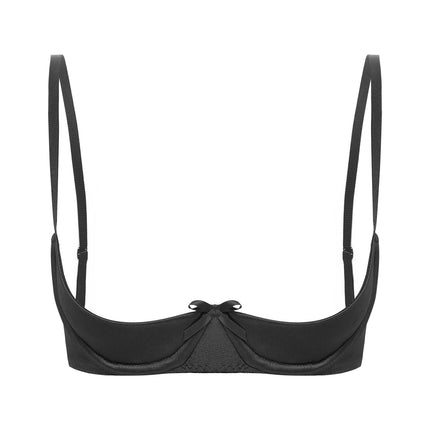 Satin Underwire Half-Cup Push-Up Bra