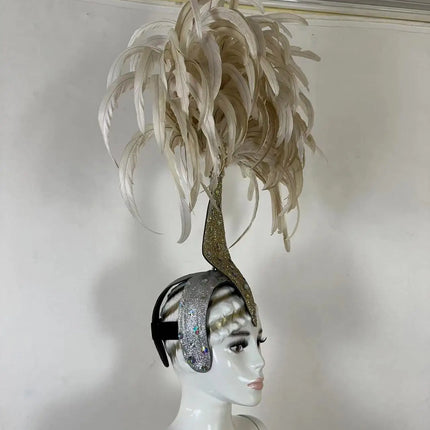 The Stardust Dionysia – Off-White Feather Carnival & Masque Ball Headdress