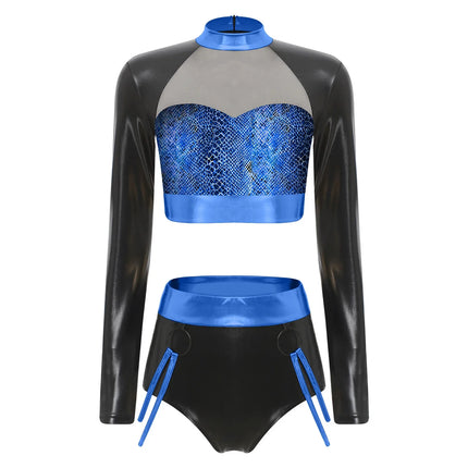 Fishnet Mesh & Metallic 2-Piece Bodysuit & Shorts Rave Costume Set