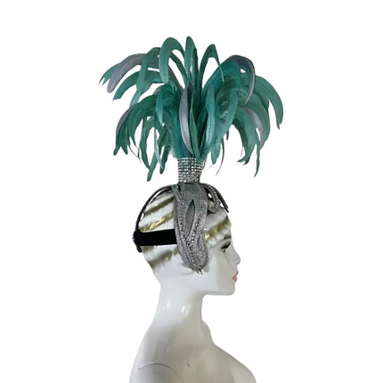 The Stardust Dionysia – Mint Green Feather Carnival & Masque Ball Headdress