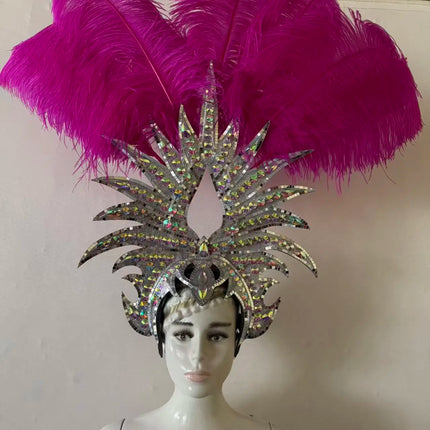 The Stardust Majestic Feather Crown – Carnival & Cabaret Stage Headdress