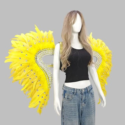 Artisanal Feather Angel Wings Statement Backpiece Runway & Carnival Costume Prop