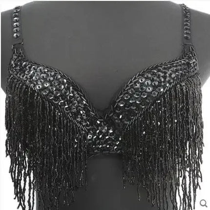 The Stardust Prism Sirena – Deluxe Beaded & Sequined Tassel Belly Dance Bra Top