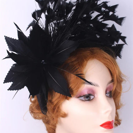 25cm Feather Floral Ribbon Fascinator Headband Kentucky Derby Cocktail Tea Party Hat