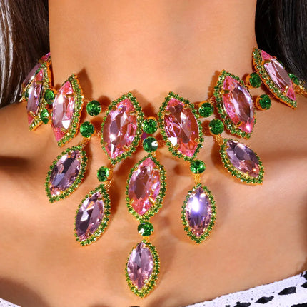 Multicolored Rhinestone Crystal Necklace