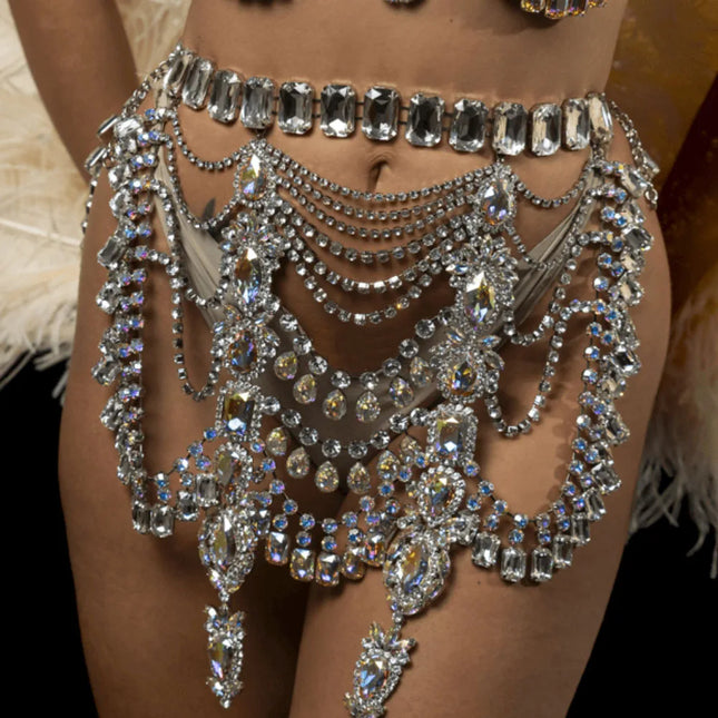 Glass Rhinestone Crystal Body Chain Set