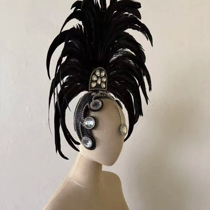 The Stardust Samba Enchantment – Exquisite Feathered Dance & Stage Headdress