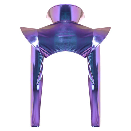 Metallic Shoulder Armor Shrug Crop Top & Sleeves Futuristic Pauldron Stage Costume