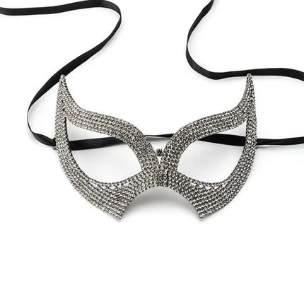 Sparkling Rhinestone Masquerade Face Mask – Breathable Crystal Veil Headwear for Banquets, Festivals & Halloween Costumes