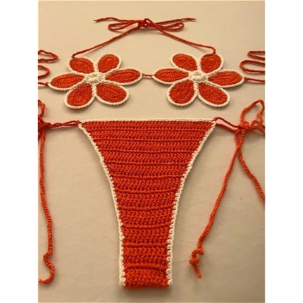 The Stardust Blossom Crochet Bikini – Retro Floral Pin-Up Swim Set