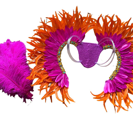Two-Tone Feather Wing Backpiece Stage Costume Accessory