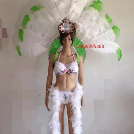 Sequined Butterfly-Style Costume Backpiece with Draped Chain