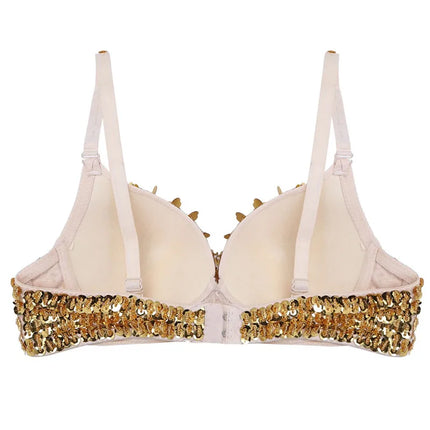 The Stardust Prism Sirena – Sequined & Looped Beading Padded Push-Up Bra Top