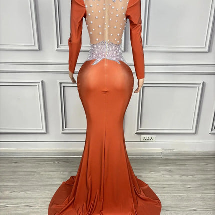 Rhinestone Floral Embroidered Mermaid Gala Gown & Trailing Evening Dress