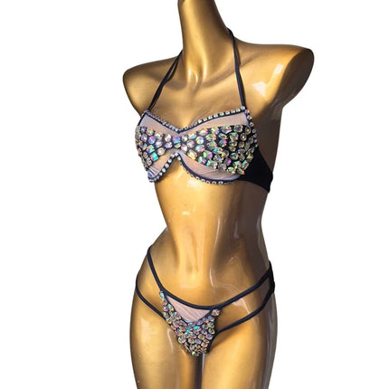 The Radiant Venus Sweetheart Bikini – Diamond Crystal Showgirl Costume Set