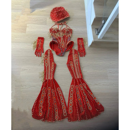 Rhinestone Tassel Hollow-Out Jumpsuit & Stage Performance Dance Romper