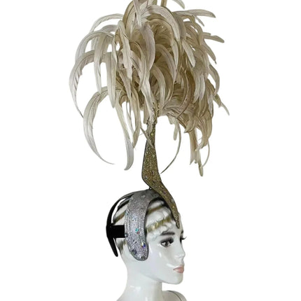 The Stardust Dionysia – Off-White Feather Carnival & Masque Ball Headdress